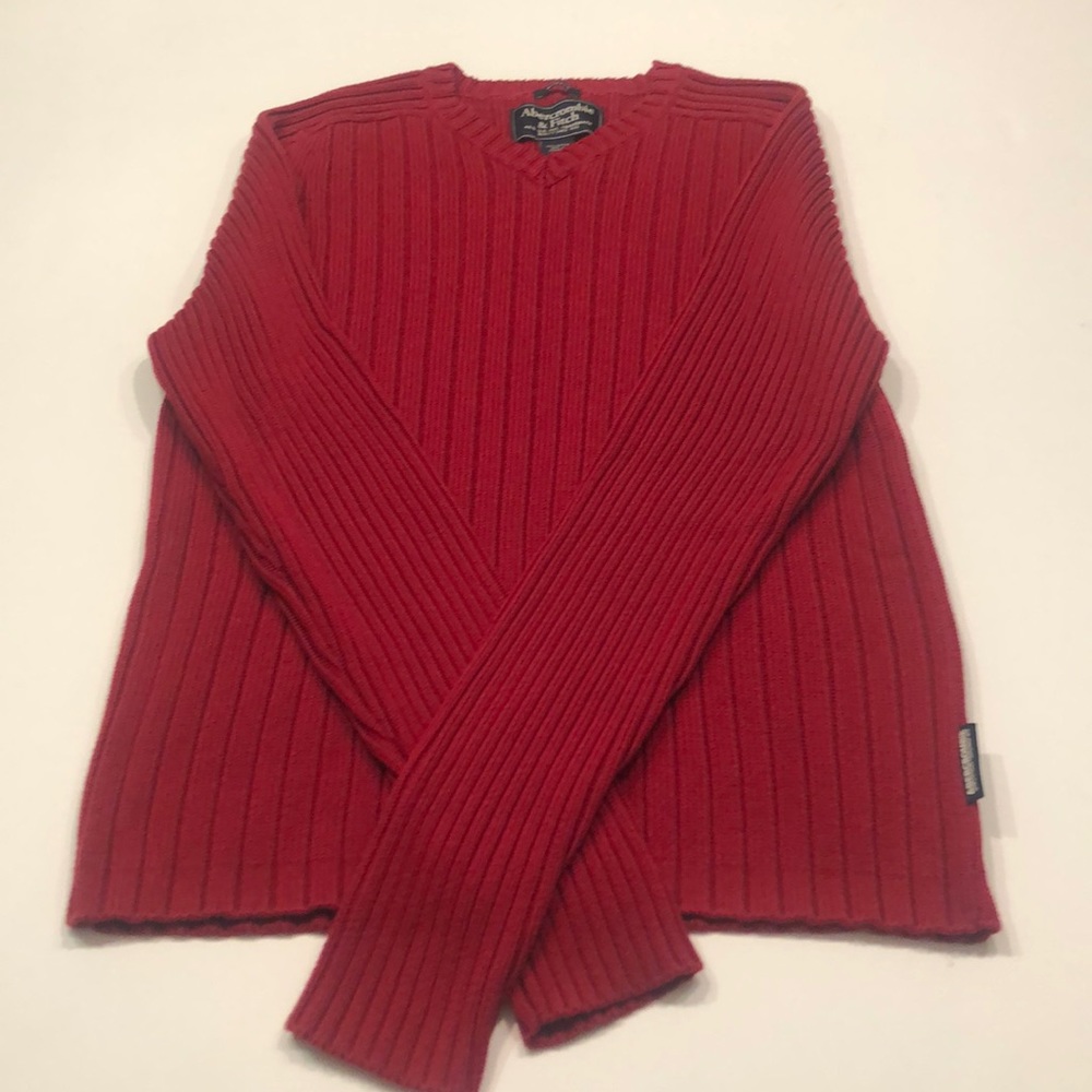 Red Abercrombie & Fitch Muscle Sweater XL